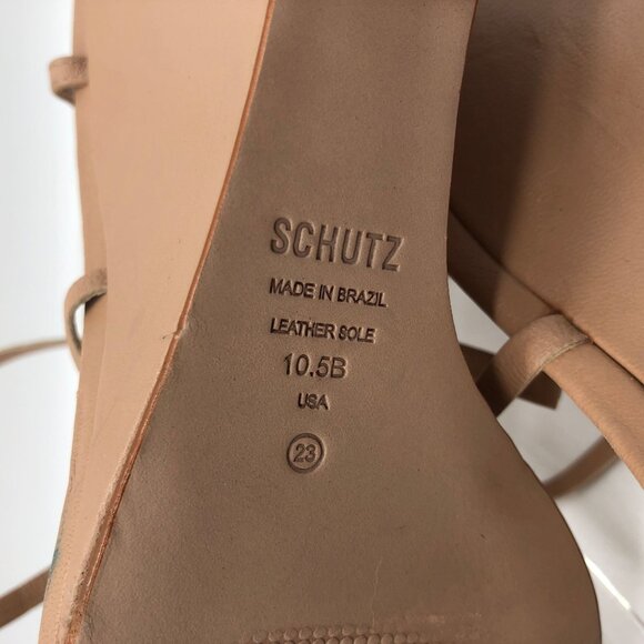 Schutz Womens Deonne Beige Leather Strappy Wedge Heel Sandals Size 10.5B - Picture 10 of 10